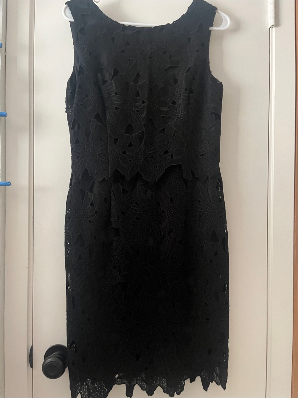 Ellen Tracy Black Lace Midi Sheath Dress